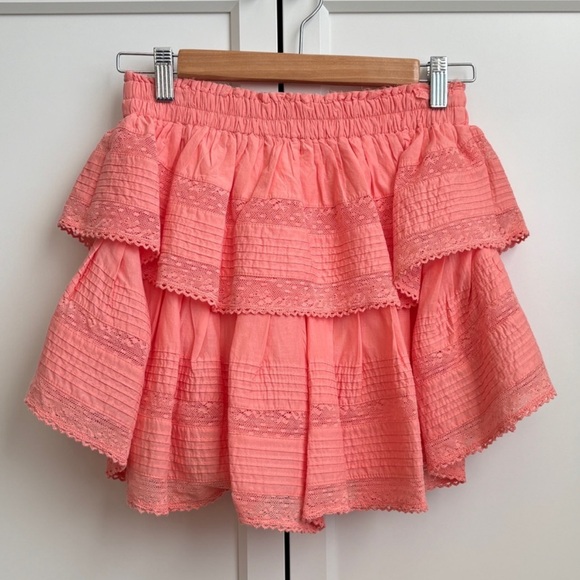 NWT LoveShackFancy Ruffle Mini Skirt, Peach Blossom, P (XXS) - Picture 4 of 4